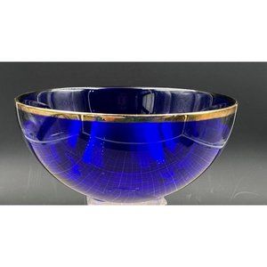 Riedel Cobalt Blue Serving Bowl with Gold Leaf Edge  *Read*